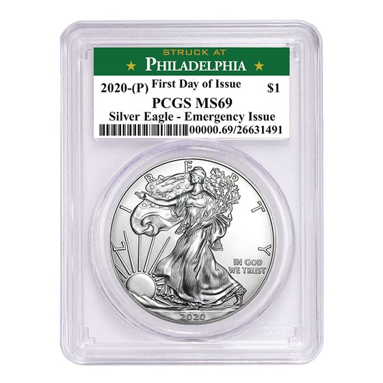 2020-(P) Silver American Eagle MS-69 PCGS (FD, Philadelphia) 2020-(P) Silver American Eagle MS-69 PCGS (FD, Philadelphia)